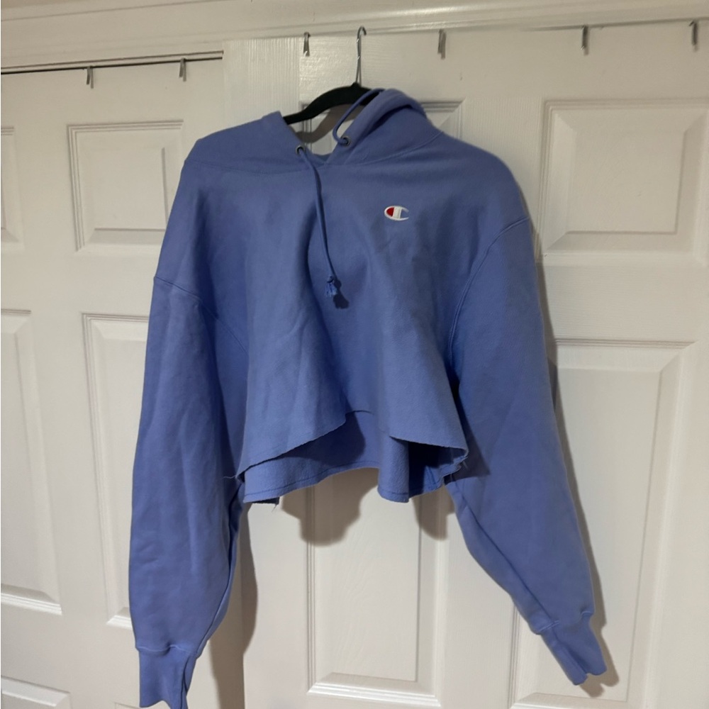 Champion Cropped Hoodie Sweatshirt in Periwinkle